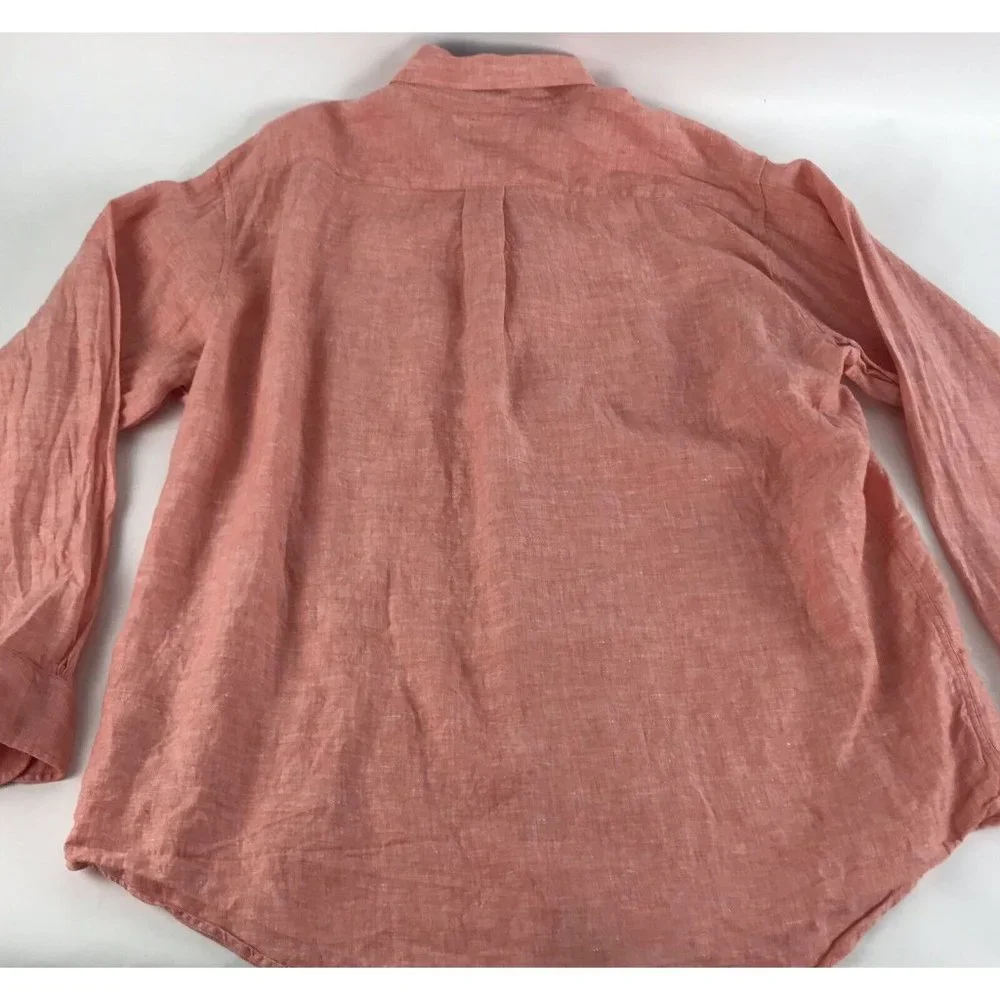 Men's Brooks Brothers‎ 100% Linen Salmon Long Sleeve Button Up Shirt XL